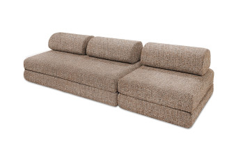 Canapé droit convertible 4 places - Tissu tweed - Marron