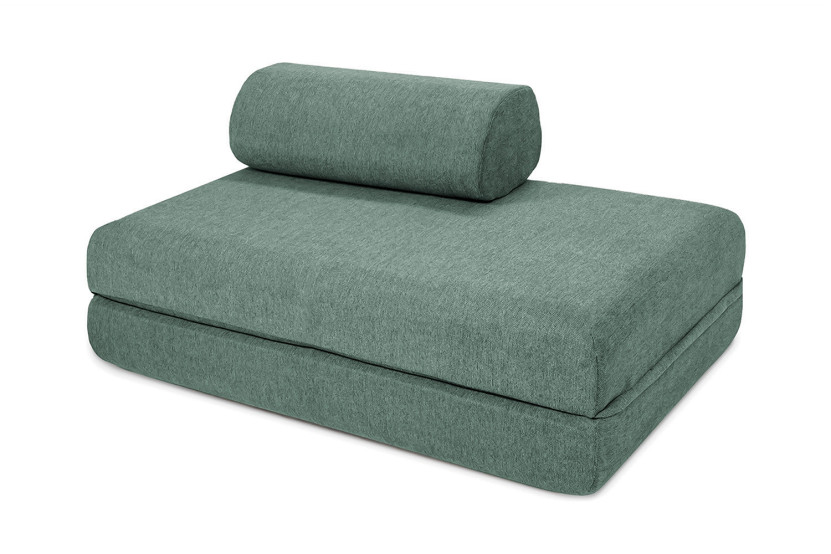 Canapé droit convertible et modulable 2 places - Tissu lisse - Vert