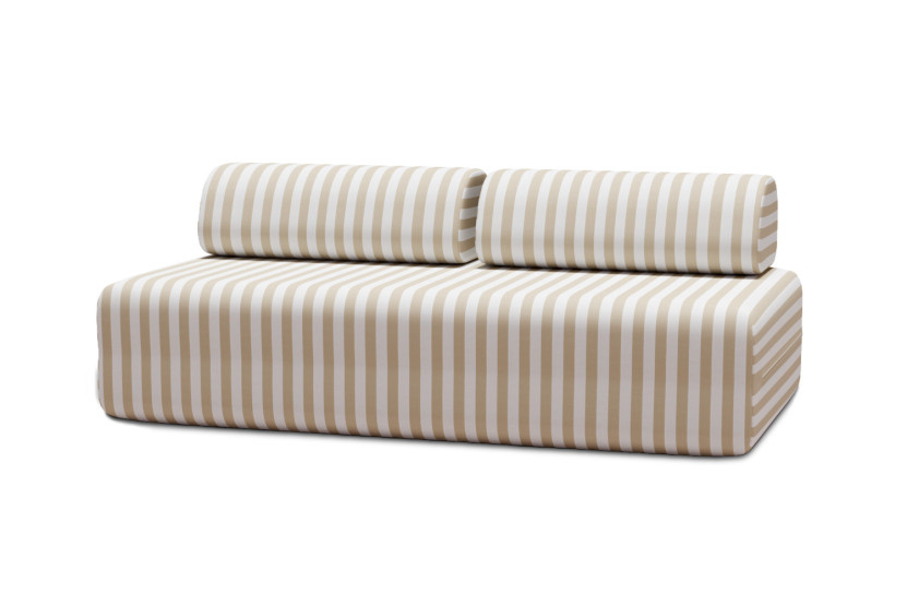Housse Canapé droit - 3 places - Tissu imperméable à rayures, blanc et beige
