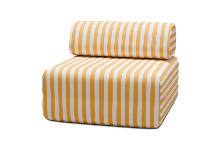Housse Fauteuil - Tissu imperméable à rayures, blanc et jaune