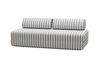 Canapé 3 places modulable - Tissu extérieur à rayures, blanc et gris