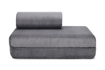 Canapé droit convertible et modulable 2 places - Velours côtelé - Gris