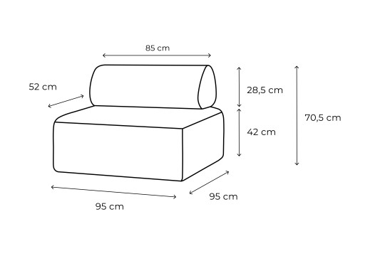 Fauteuil modulable - Tissu extérieur à rayures, blanc et bleu turquoise