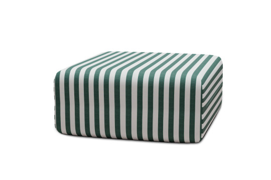 Housse Pouf - Tissu imperméable à rayures, blanc et vert foncé
