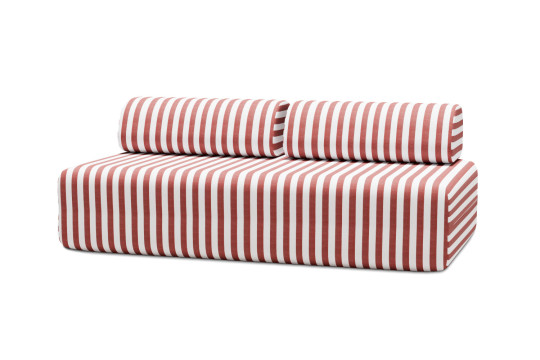 Housse Canapé droit - 3 places - Tissu imperméable à rayures, blanc et rouge