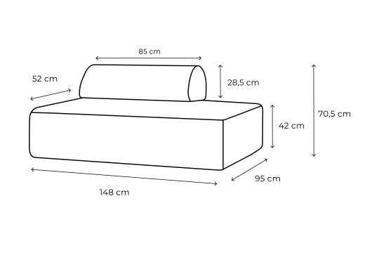 Canapé 2 places modulable - Tissu extérieur à rayures, blanc et vert anis