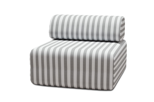 Housse Fauteuil - Tissu imperméable à rayures, blanc et gris