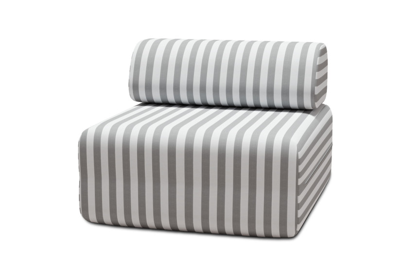 Housse Fauteuil - Tissu imperméable à rayures, blanc et gris