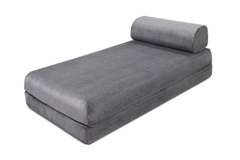 Méridienne convertible et modulable - Velours côtelé - Gris