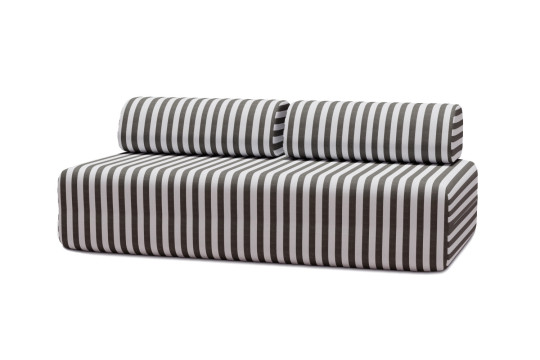 Housse Canapé droit - 3 places - Tissu imperméable à rayures, blanc et gris anthracite