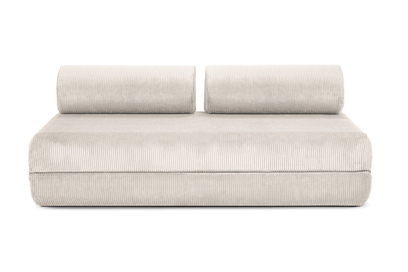 Housse Canapé droit convertible - 3 places - Tissu velours côtelé blanc