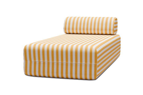 Méridienne modulable - Tissu extérieur à rayures, blanc et jaune