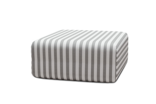 Housse Pouf - Tissu imperméable à rayures, blanc et gris