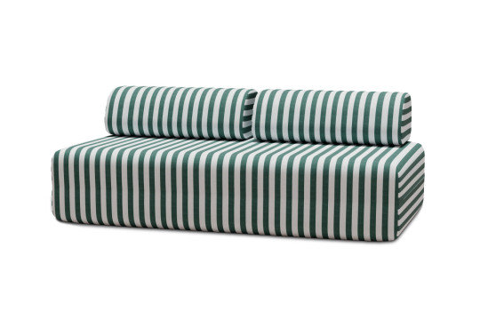 Housse Canapé droit - 3 places - Tissu imperméable à rayures, blanc et vert foncé