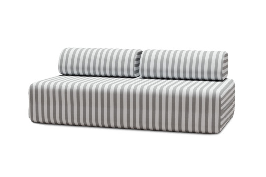 Housse Canapé droit - 3 places - Tissu imperméable à rayures, blanc et gris