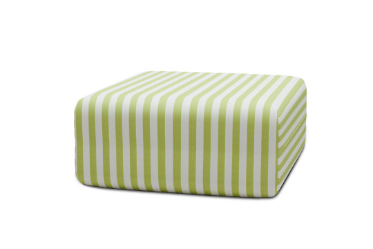 Pouf modulable - Tissu extérieur à rayures, blanc et vert anis