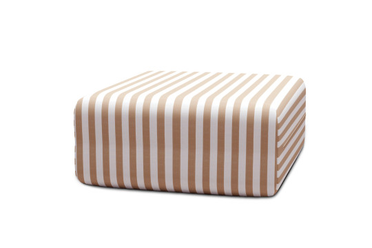 Pouf modulable - Tissu extérieur à rayures, blanc et marron
