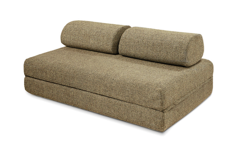 Canapé droit convertible 4 places - Tissu tweed - Jaune
