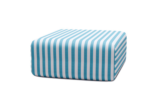 Housse Pouf - Tissu imperméable à rayures, blanc et bleu