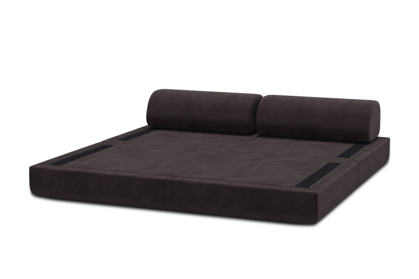 Canapé 3 places convertible et modulable - Velours côtelé Marron