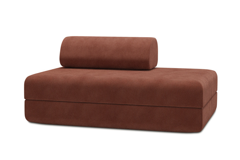Housse Canapé droit convertible - 2 places - Tissu velours côtelé terracotta