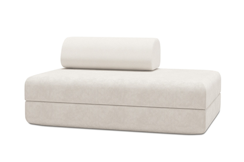 Housse Canapé droit convertible - 2 places - Tissu velours côtelé blanc