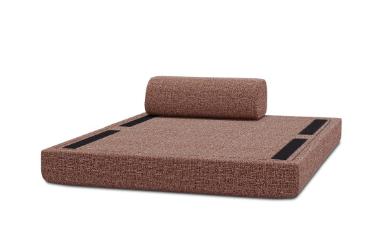 Canapé 2 places convertible et modulable - Tissu tweed Rouge
