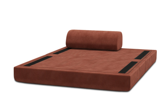 Canapé 2 places convertible et modulable - Velours côtelé Terracotta