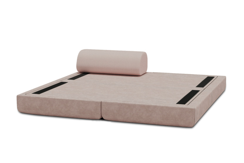 Méridienne convertible et modulable - Velours côtelé Rose pâle