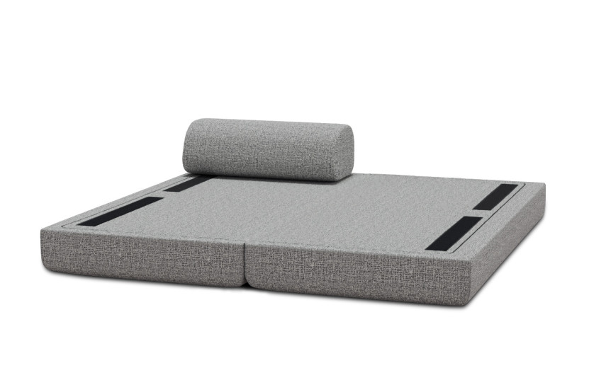 Méridienne convertible et modulable - Tissu tweed Gris