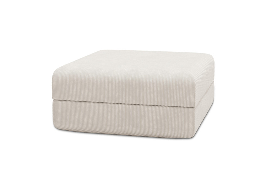 Housse Pouf convertible - Tissu velours côtelé blanc