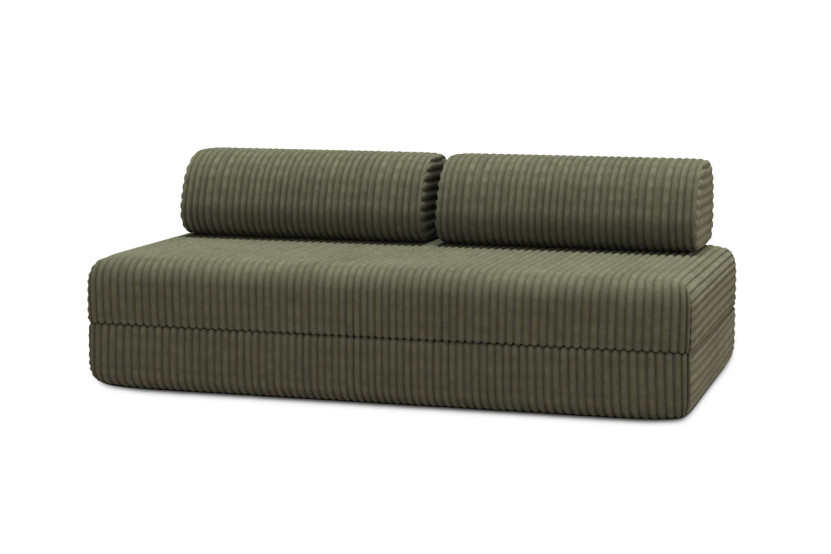 Housse Canapé droit convertible - 3 places - Tissu velours côtelé XL vert