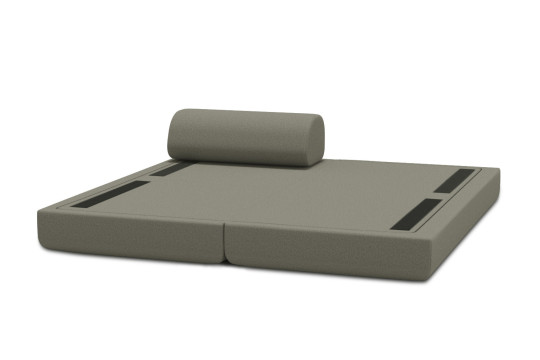 Méridienne convertible et modulable - Tissu lisse Taupe