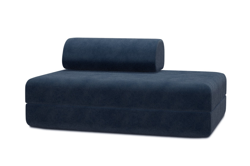 Housse Canapé droit convertible - 2 places - Tissu velours côtelé bleu