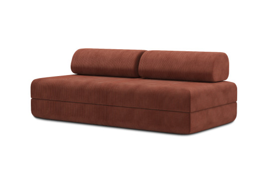 Canapé 3 places convertible et modulable - Velours côtelé Terracotta