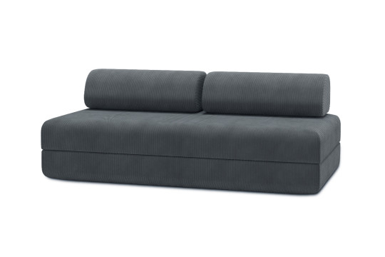 Housse Canapé droit convertible - 3 places - Tissu velours côtelé gris