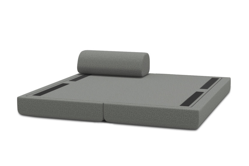 Méridienne convertible et modulable - Tissu lisse Gris