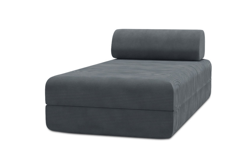 Housse Méridienne convertible - Tissu velours côtelé gris