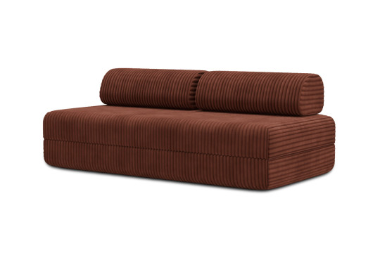 Canapé 3 places convertible et modulable - Velours côtelé XL Terracotta