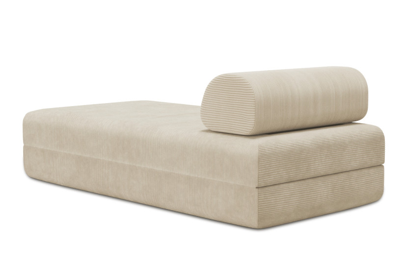 Méridienne convertible et modulable - Velours côtelé Beige
