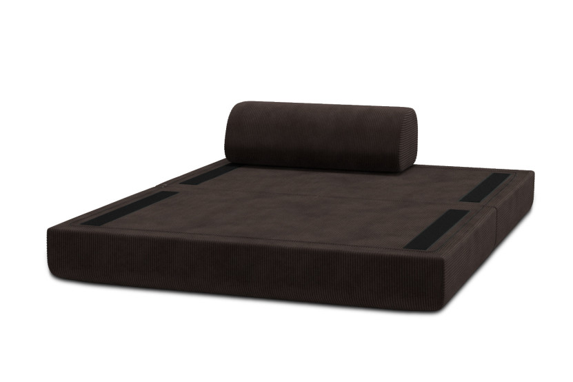 Canapé 2 places convertible et modulable - Velours côtelé Marron
