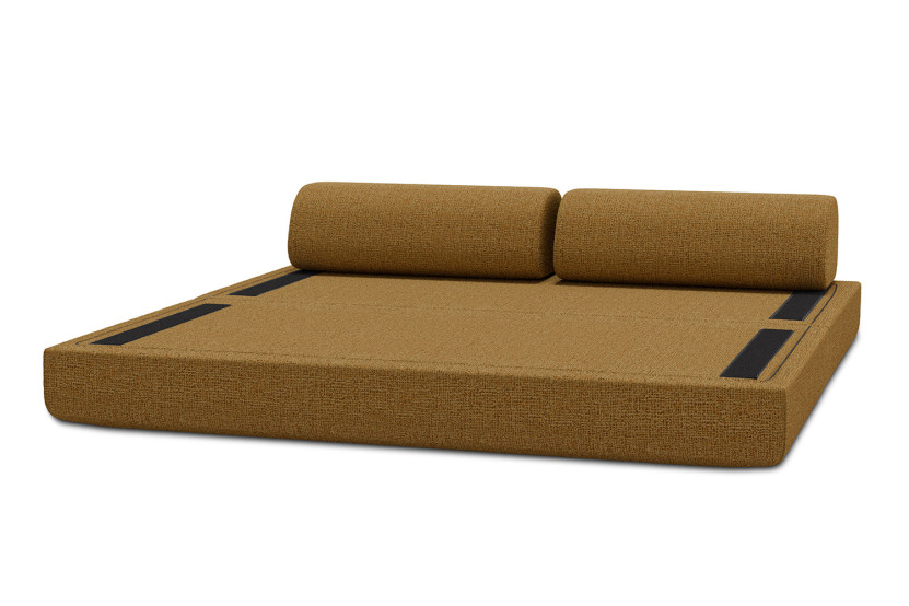 Canapé 3 places convertible et modulable - Tissu tweed Jaune