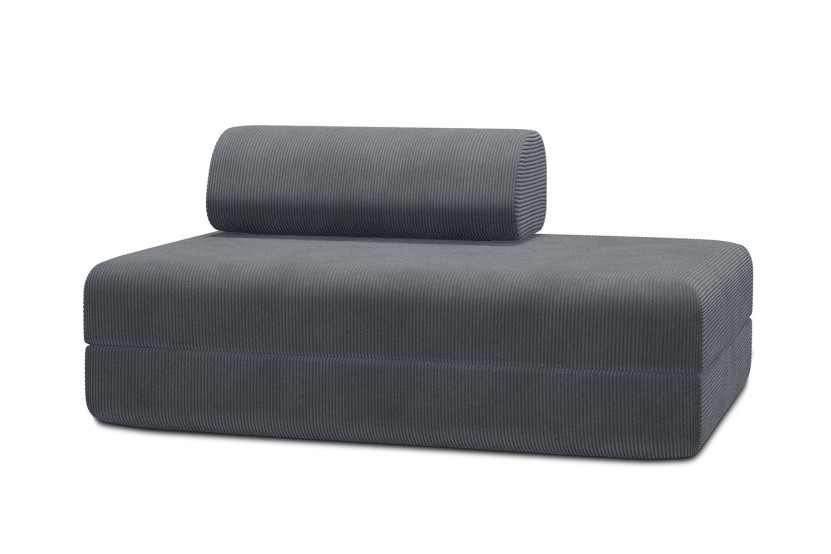 Housse Canapé droit convertible - 2 places - Tissu velours côtelé gris