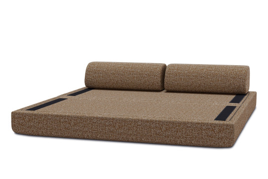 Canapé 3 places convertible et modulable - Tissu tweed Marron