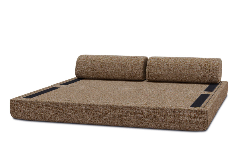 Canapé 3 places convertible et modulable - Tissu tweed Marron