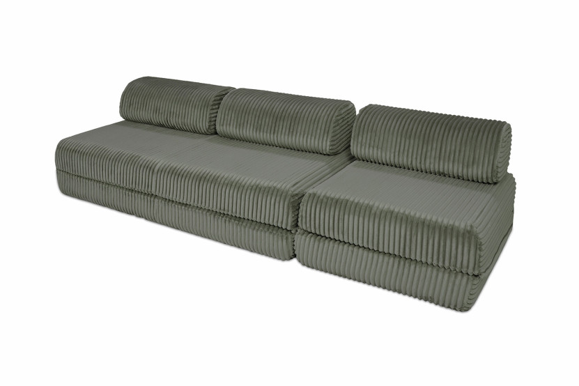 Canapé droit convertible 4 places - Velours côtelé XL - Vert