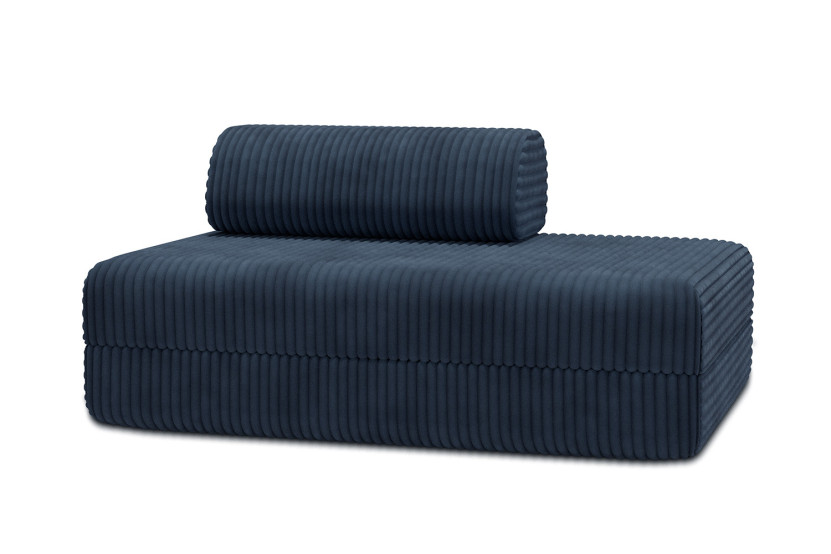 Housse Canapé droit convertible - 2 places - Tissu velours côtelé XL bleu