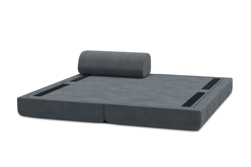 Méridienne convertible et modulable - Velours côtelé Gris