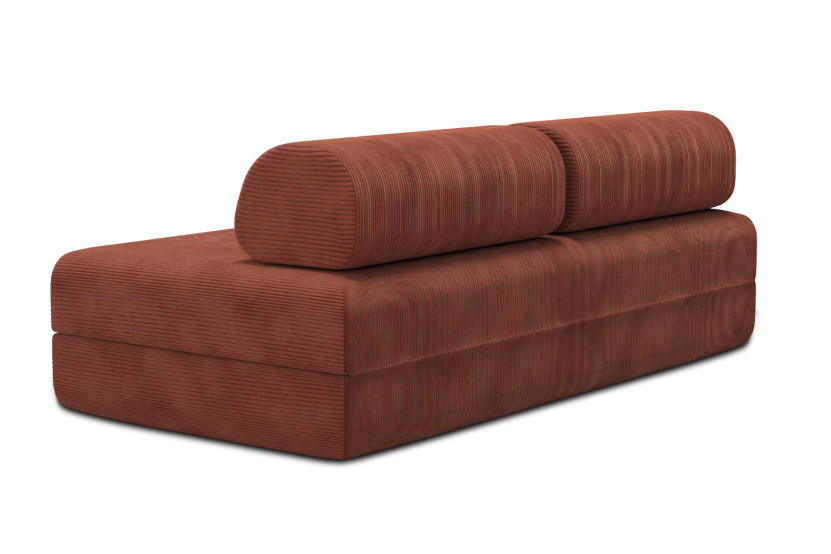 Canapé 3 places convertible et modulable - Velours côtelé Terracotta