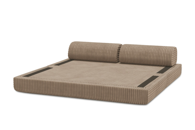 Canapé 3 places convertible et modulable - Velours côtelé XL Marron